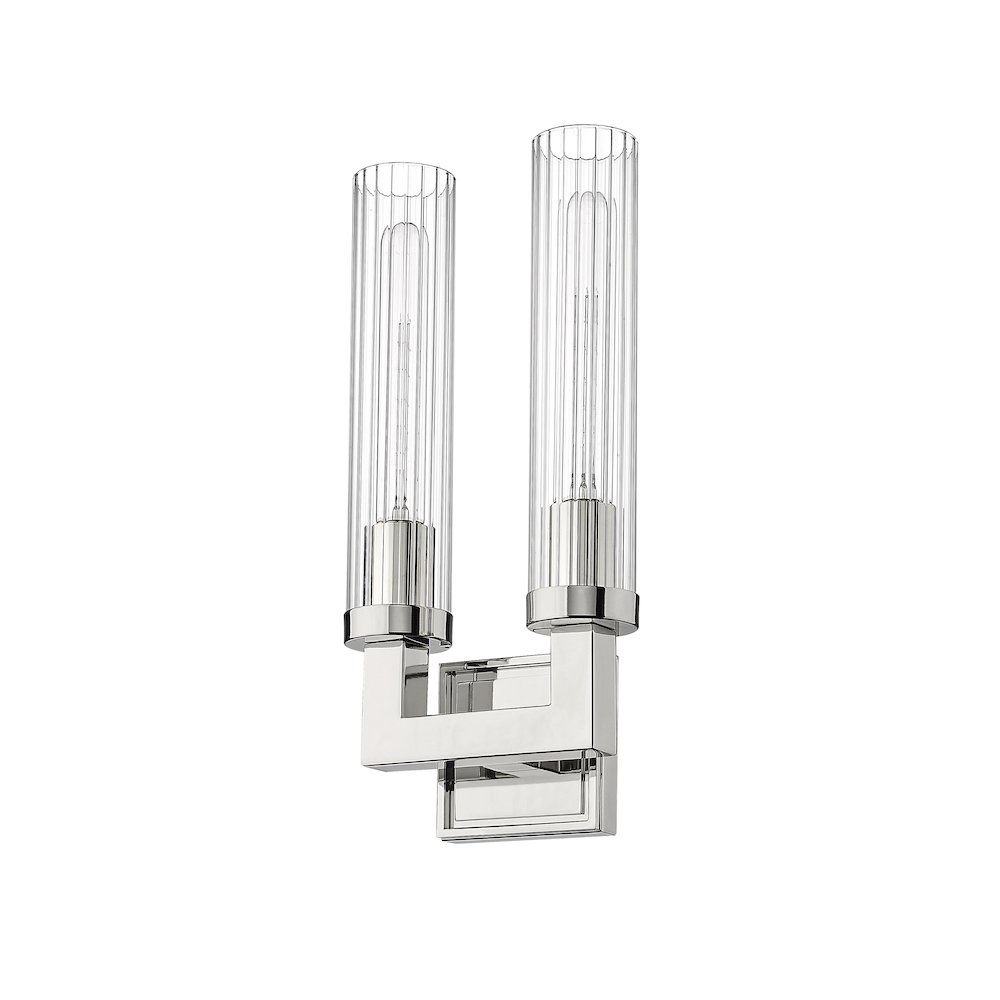 Z-Lite Beau 2 Light Wall Sconce in Polished Nickel Frame Finish. Picture 5