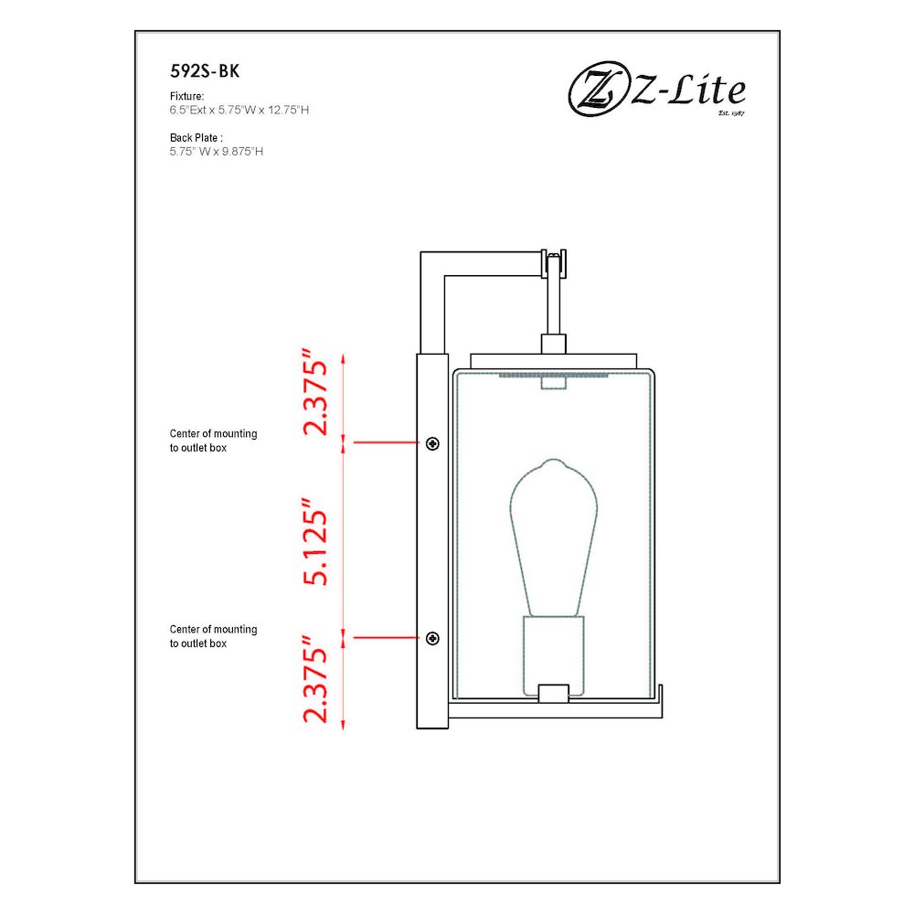 Z-Lite 1 Light Outdoor Wall Light. Picture 9