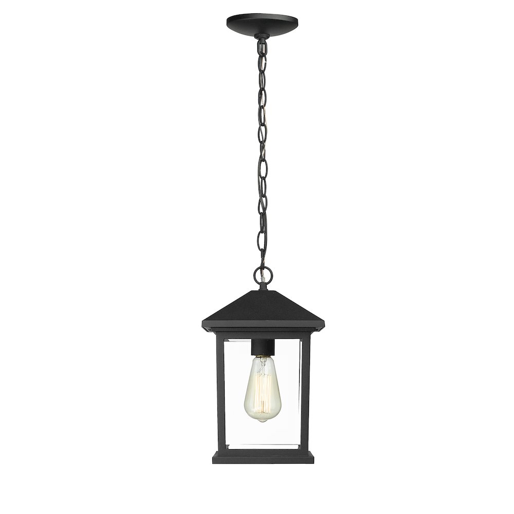 Z-Lite Portland 1 Light Outdoor Chain Mount Ceiling Fixture, Black. Picture 3