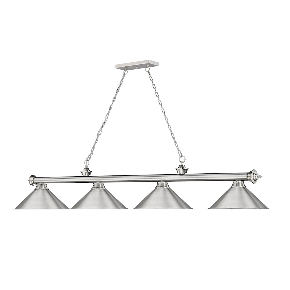 Z-Lite Cordon 4 Light Billiard, Steel Frame, Brushed Nickel Shade Color. Picture 3
