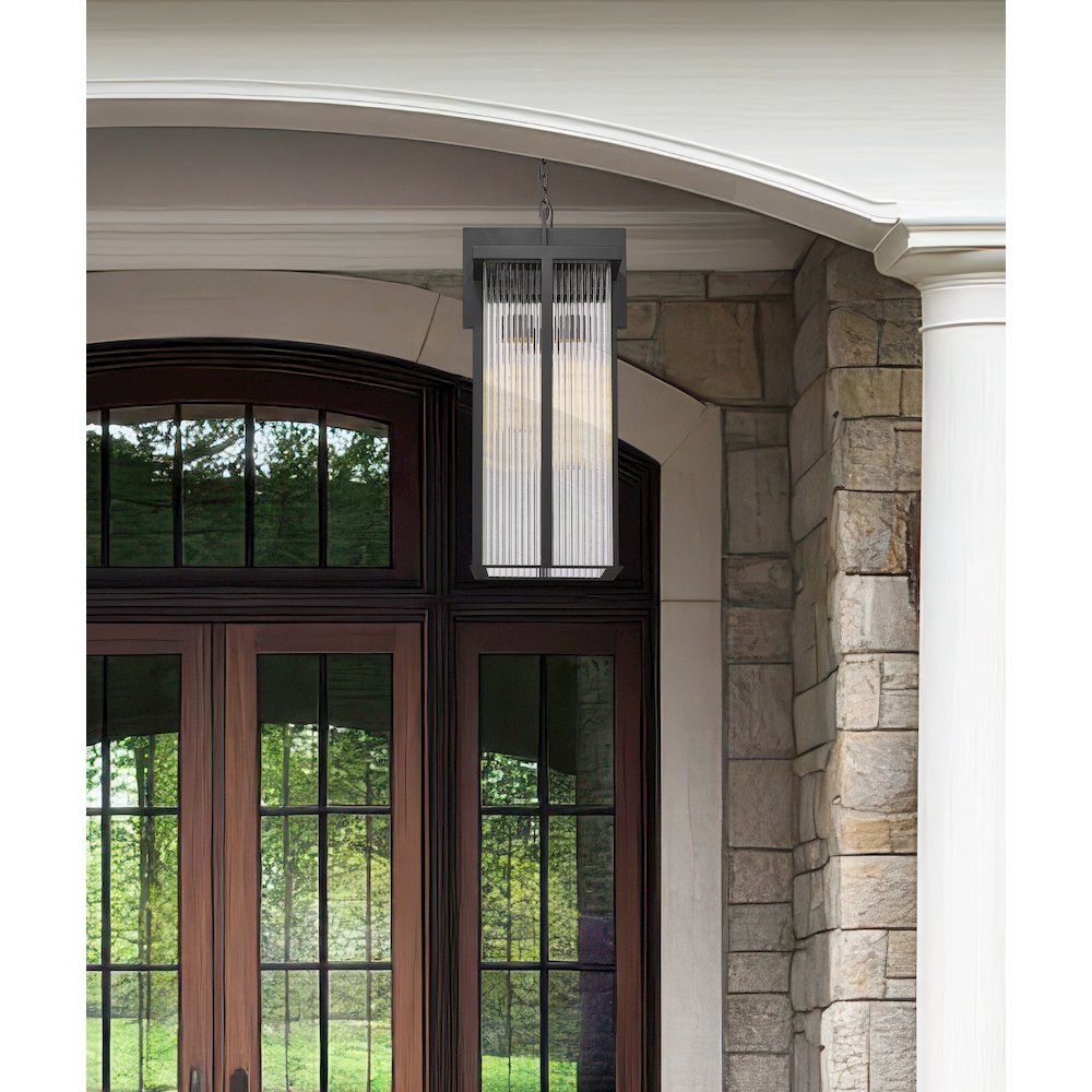 Fortis 3 Light Sand Black Outdoor Chain Mount Ceiling Fixture. Picture 2