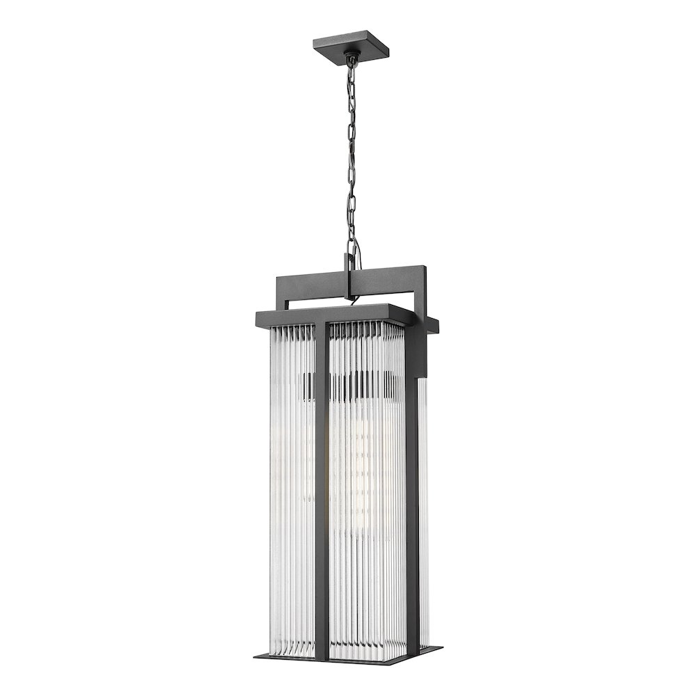 Fortis 3 Light Sand Black Outdoor Chain Mount Ceiling Fixture. Picture 1