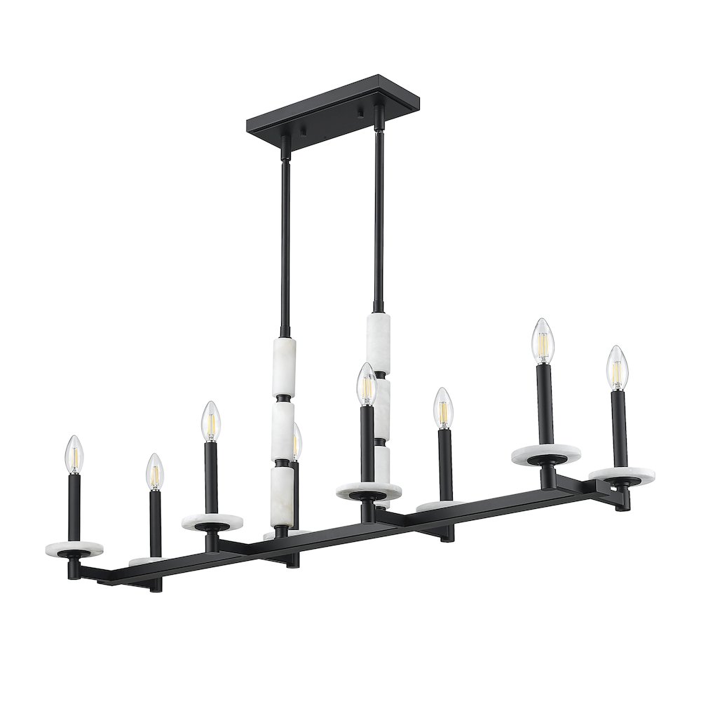Z-Lite Kaden 8 Light Linear Chandelier in Matte Black color, Steel frame. Picture 5