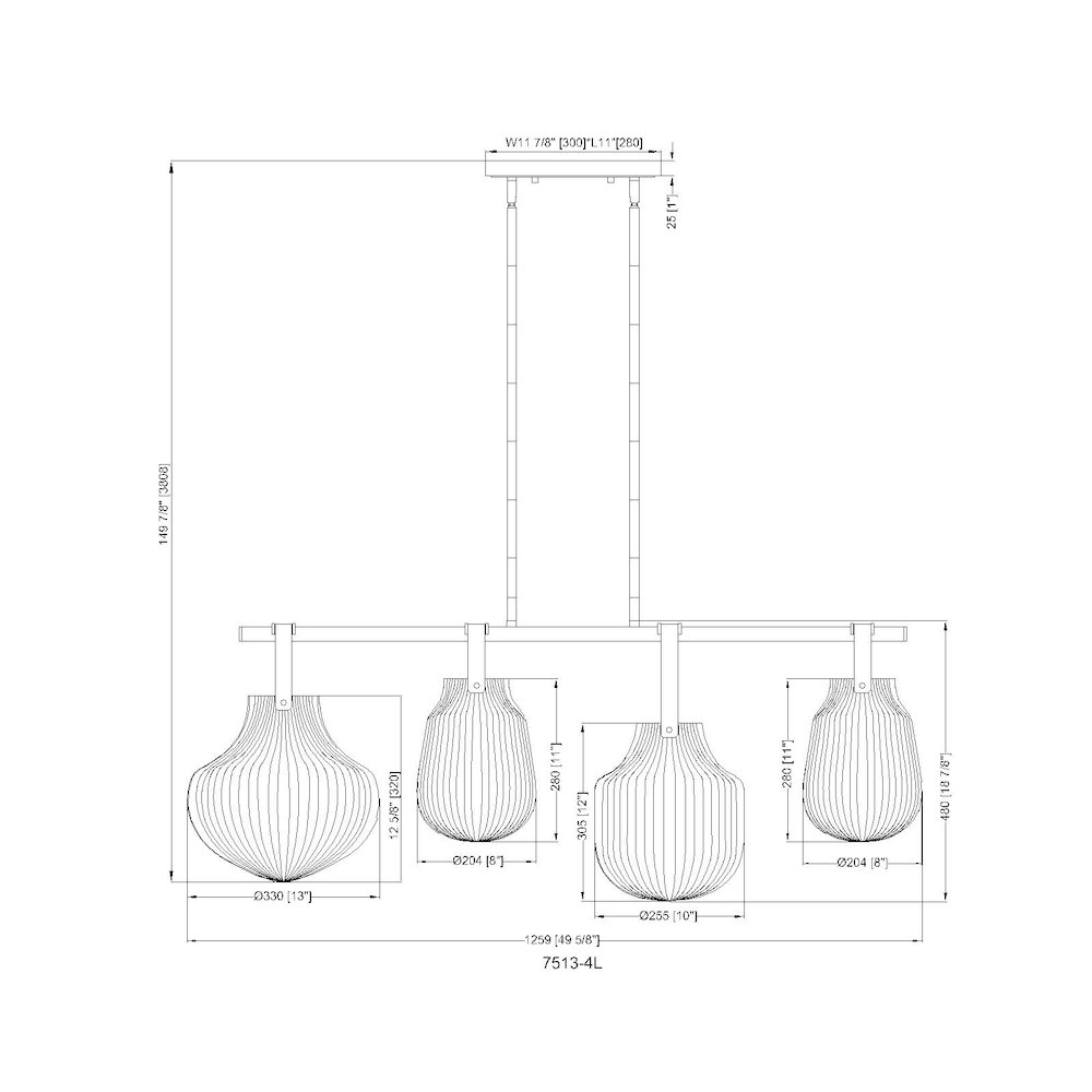 Z-Lite 4 Light Pendant. Picture 8