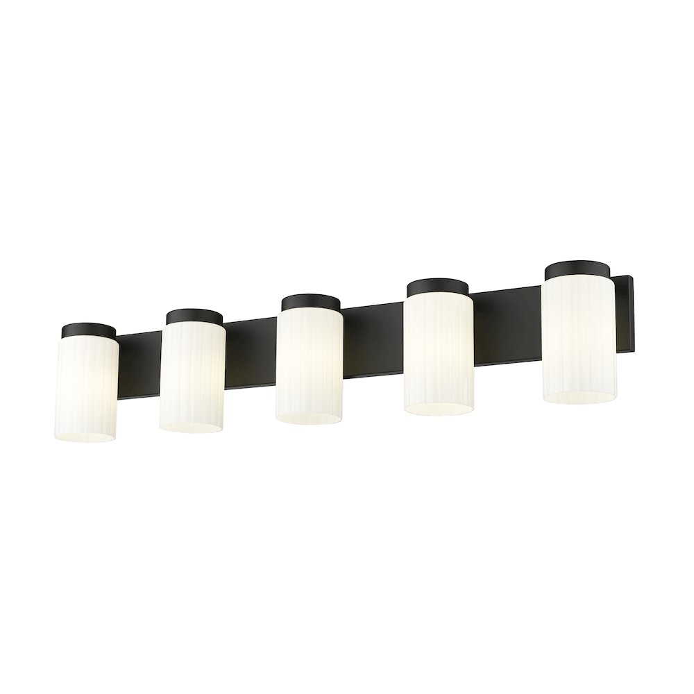 Z-Lite Burk 5 Light Vanity, Matte Black. Picture 2