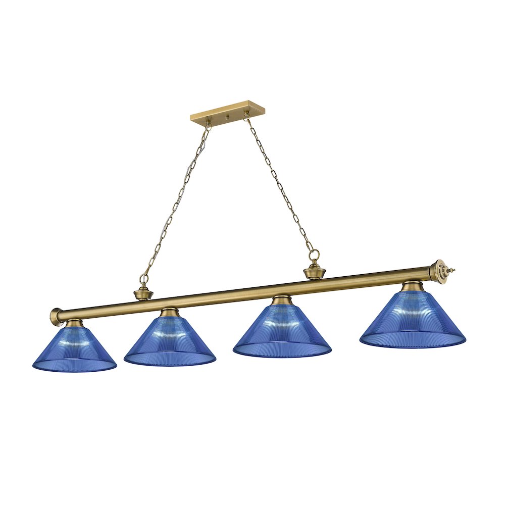 Z-Lite Cordon 4 Light Billiard, Steel Frame, Dark Blue Shade Color. Picture 1