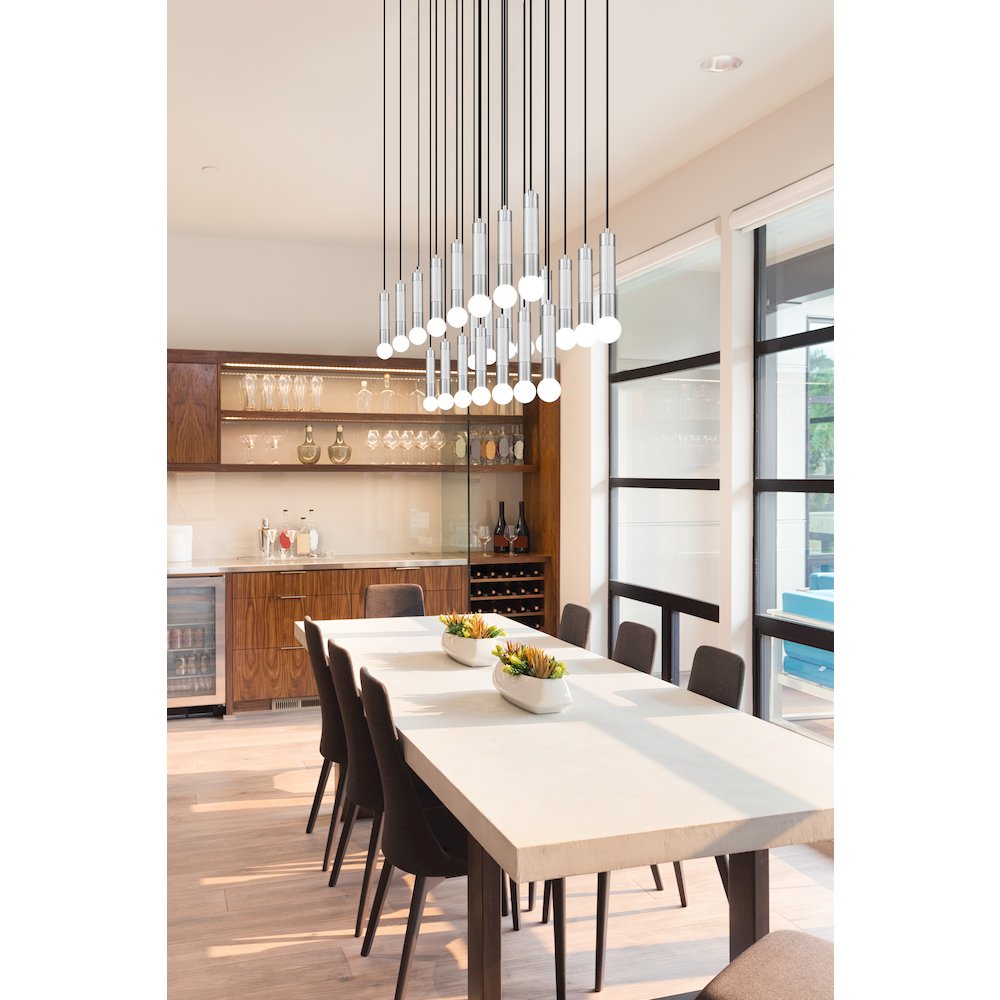Z-Lite Stari 23 Light Linear Chandelier in Brushed Nickel color, Steel frame. Picture 7