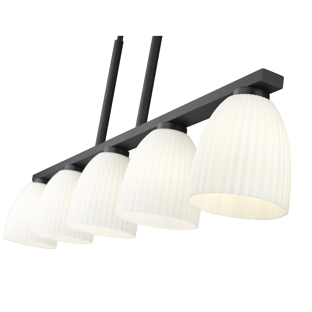 Z-Lite Naya 5 Light Linear Chandelier in Matte Black color, Steel frame. Picture 4