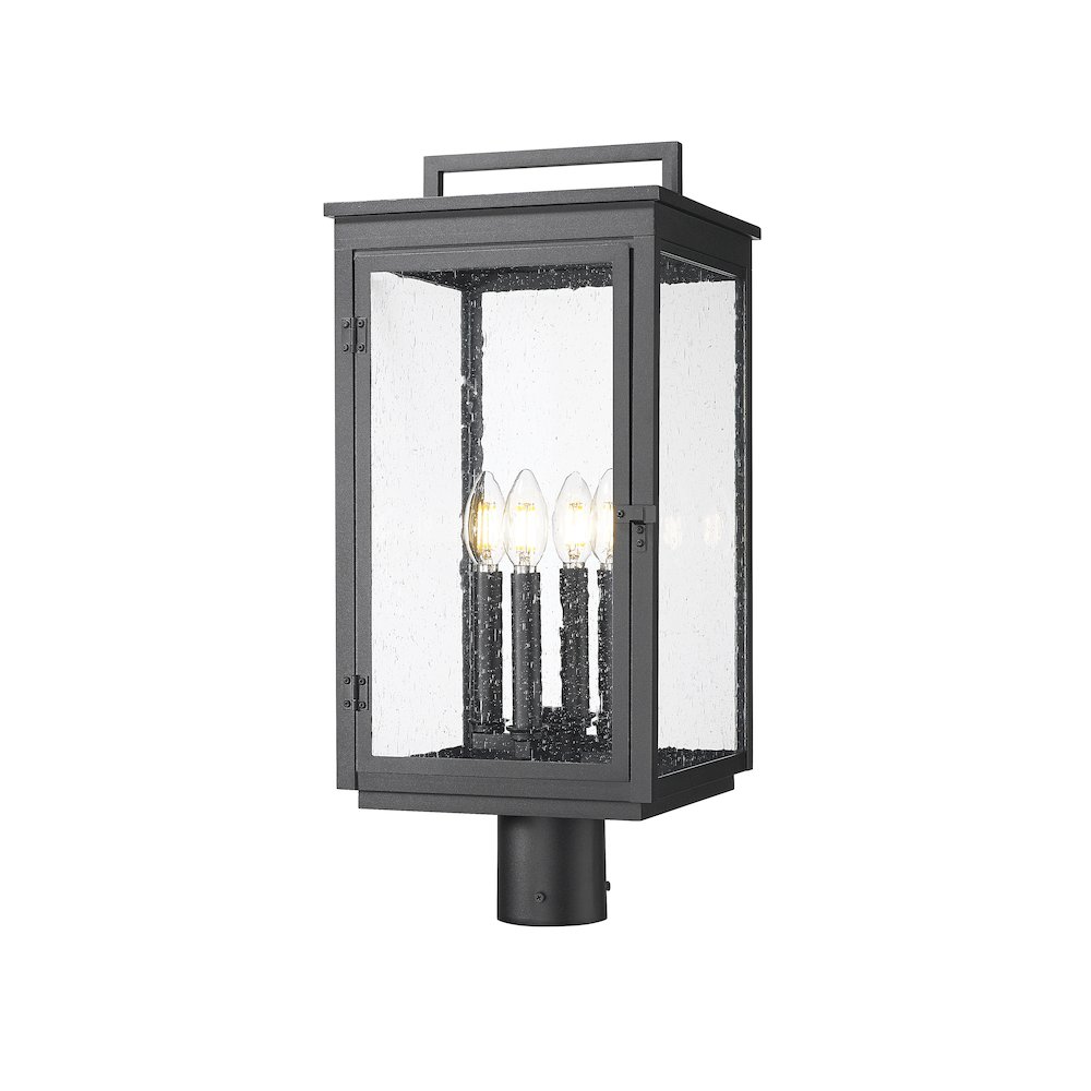 Z-Lite Hartwell 4 Light Outdoor Post Mount Fixture in Sand Black color. Picture 1