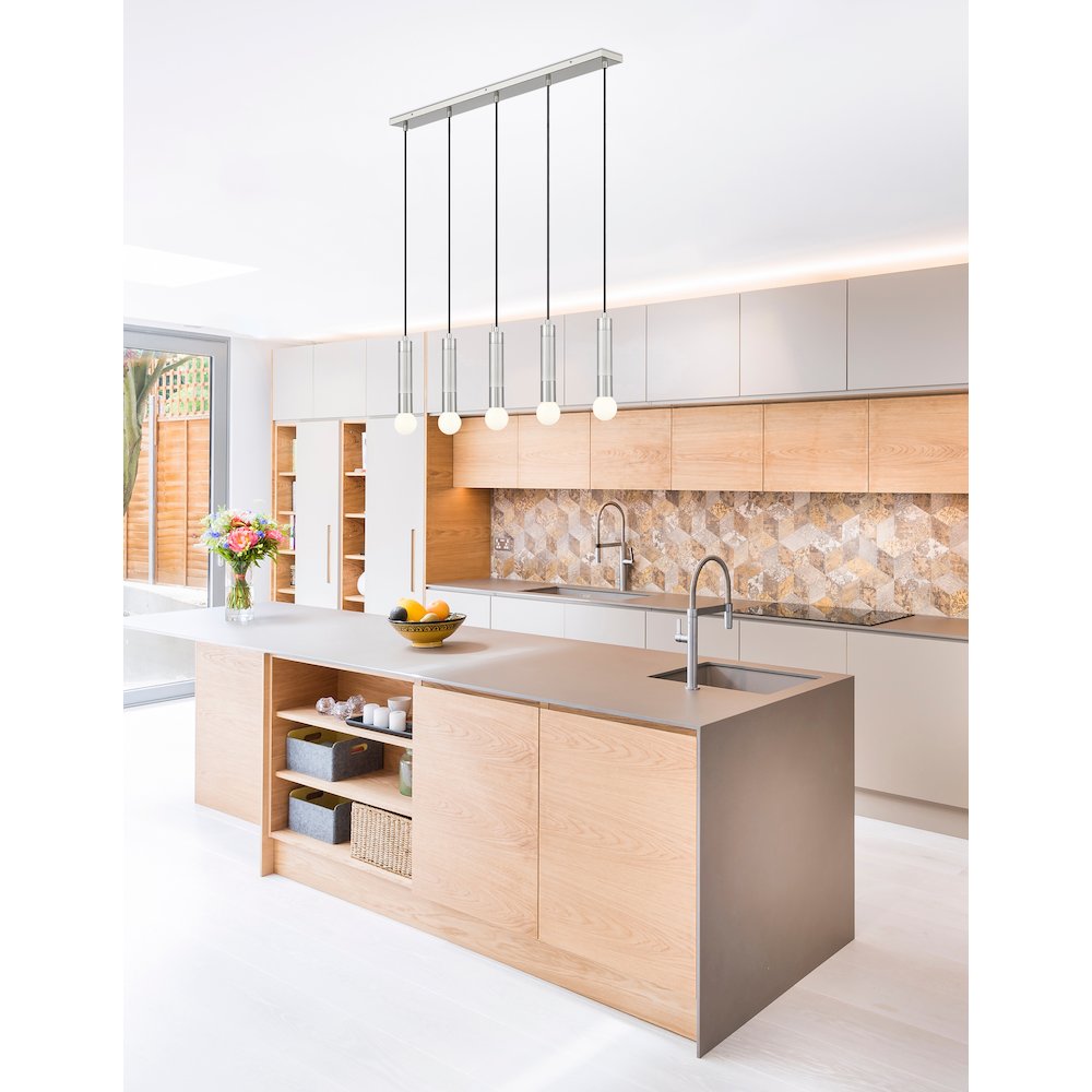 Z-Lite Stari 5 Light Linear Chandelier in Brushed Nickel color, Steel frame. Picture 6