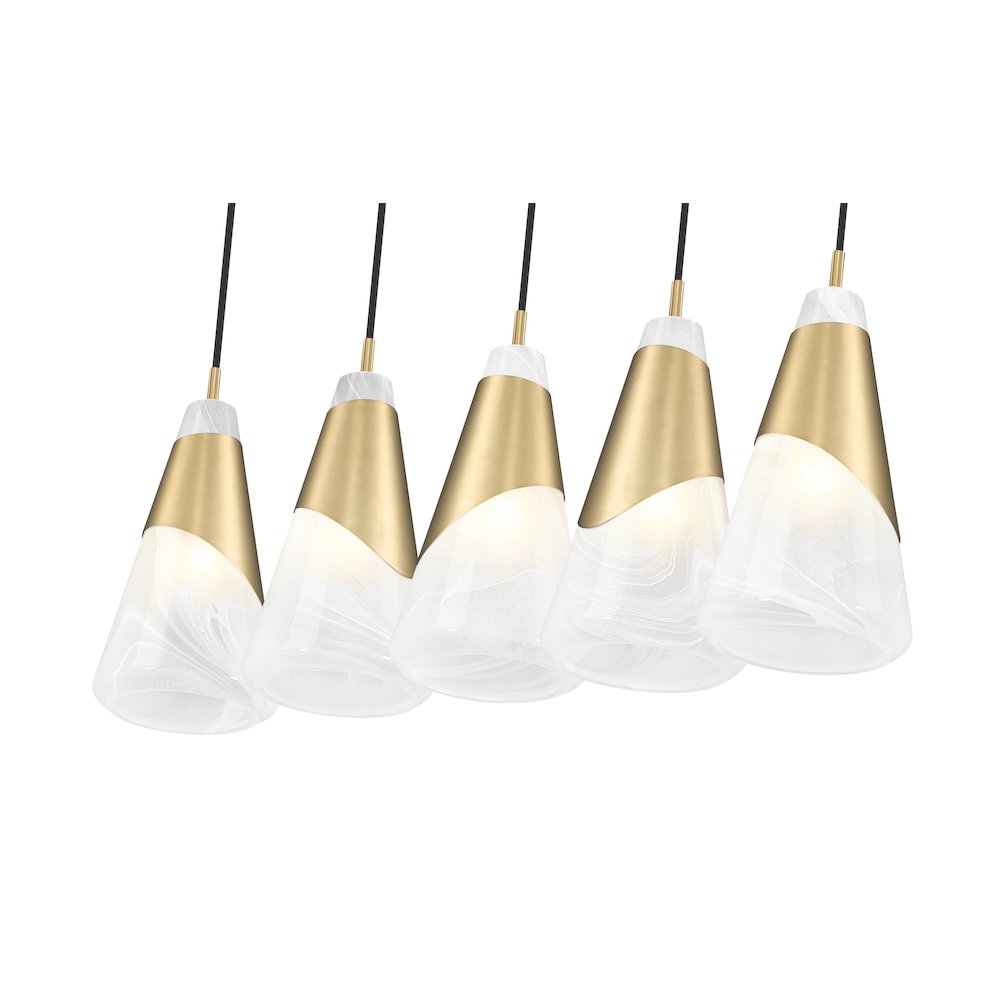 Z-Lite Aimie 5 Light Linear Chandelier, Modern Gold. Picture 4