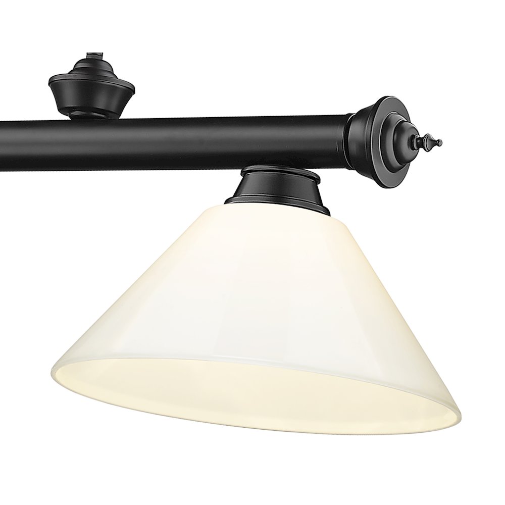 Z-Lite Cordon 3 Light Billiard, Steel Frame, White Shade Color. Picture 4