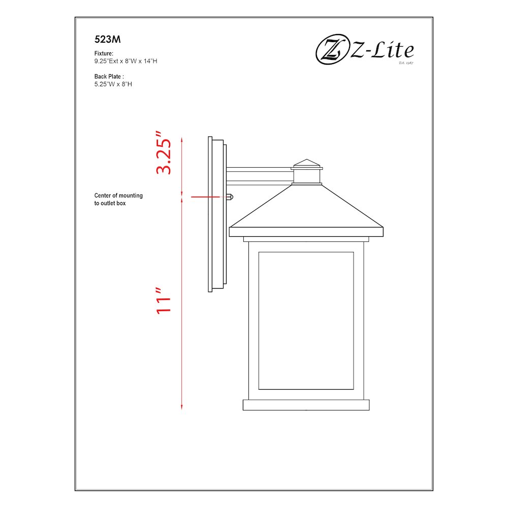 Z-Lite 1 Light Outdoor Wall Light. Picture 2