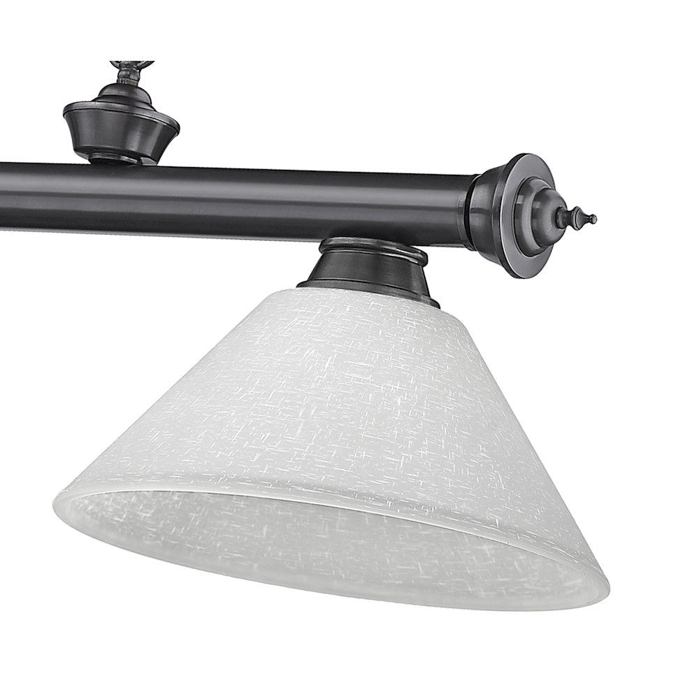 Z-Lite Cordon 3 Light Billiard, Steel Frame, White Linen Shade Color. Picture 4