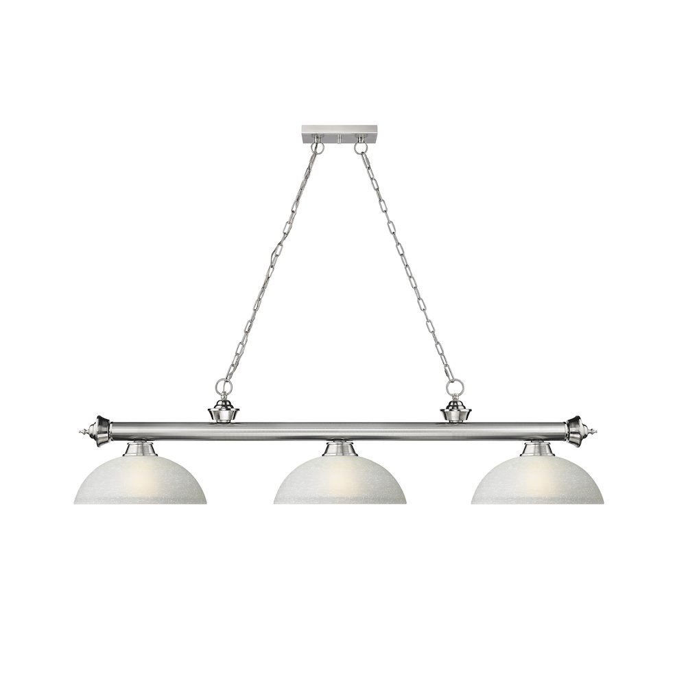 Z-Lite Cordon 3 Light Billiard, Steel Frame, White Linen Shade Color. Picture 2