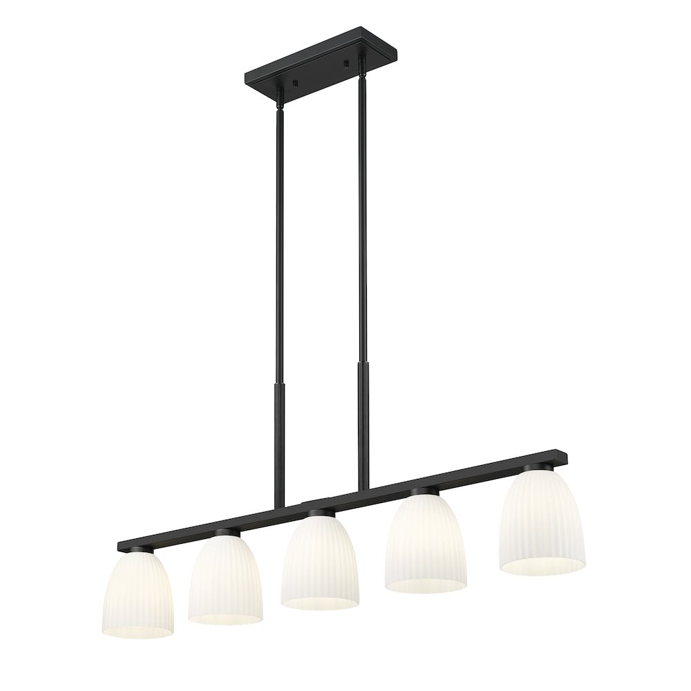Z-Lite Naya 5 Light Linear Chandelier in Matte Black color, Steel frame. Picture 3