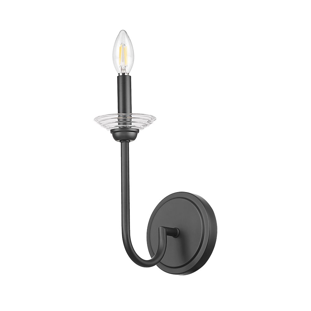 Z-Lite Allistair 1 Light Wall Sconce in Matte Black color, Steel frame. Picture 5