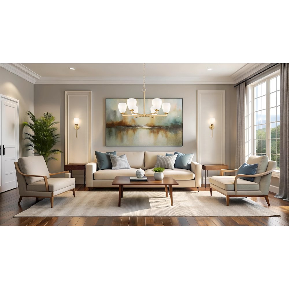 Z-Lite Oren 6 Light Chandelier in Modern Gold color, Steel frame. Picture 7