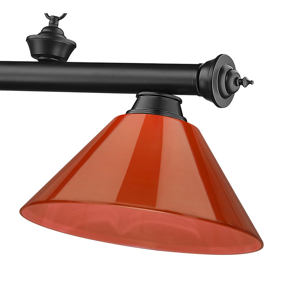 Z-Lite Cordon 3 Light Billiard, Steel Frame, Red Shade Color. Picture 4