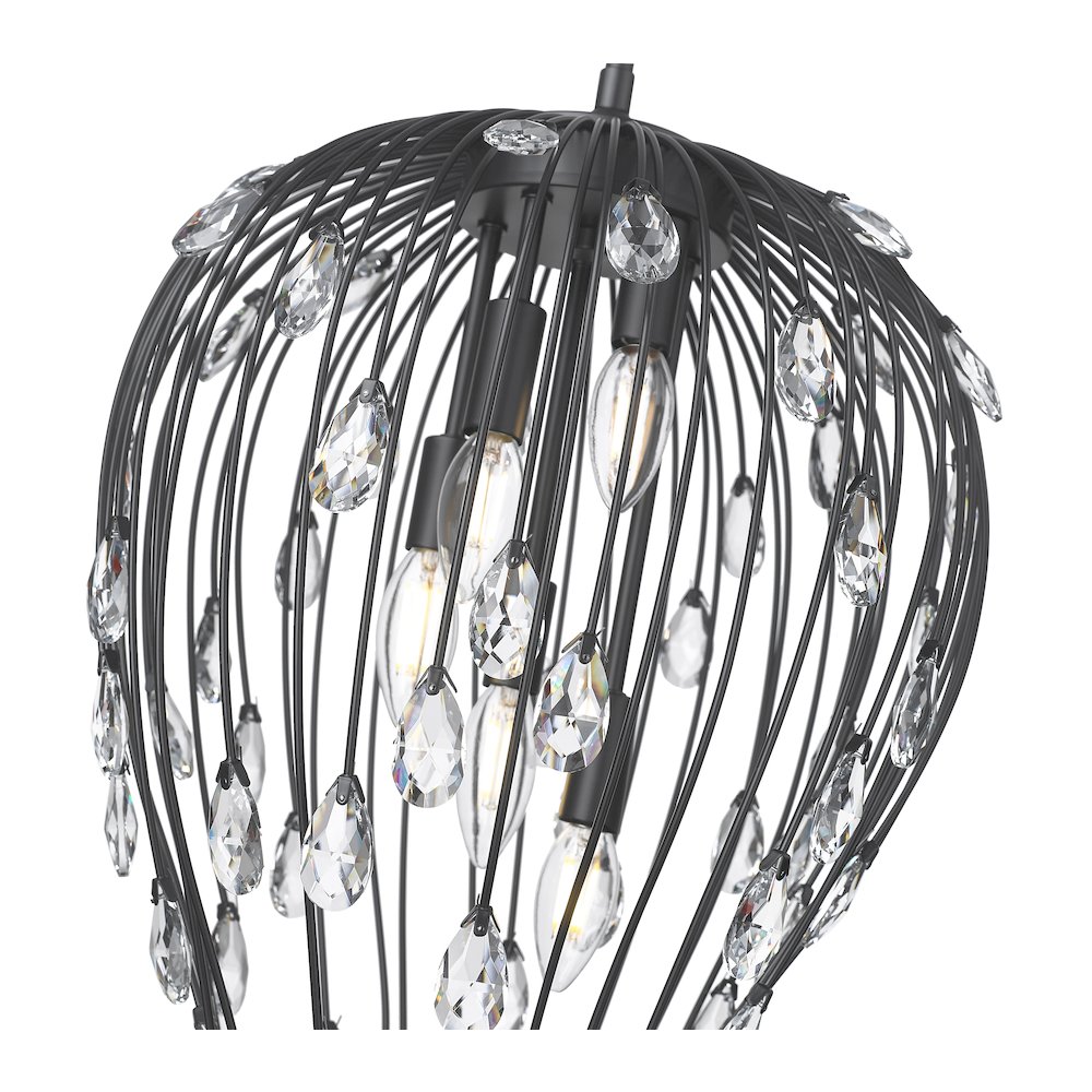 Z-Lite 5 Light Pendant, Matte Black. Picture 4