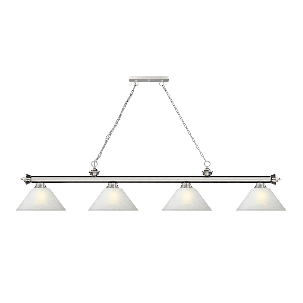 Z-Lite Cordon 4 Light Billiard, Steel Frame, White Linen Shade Color. Picture 2