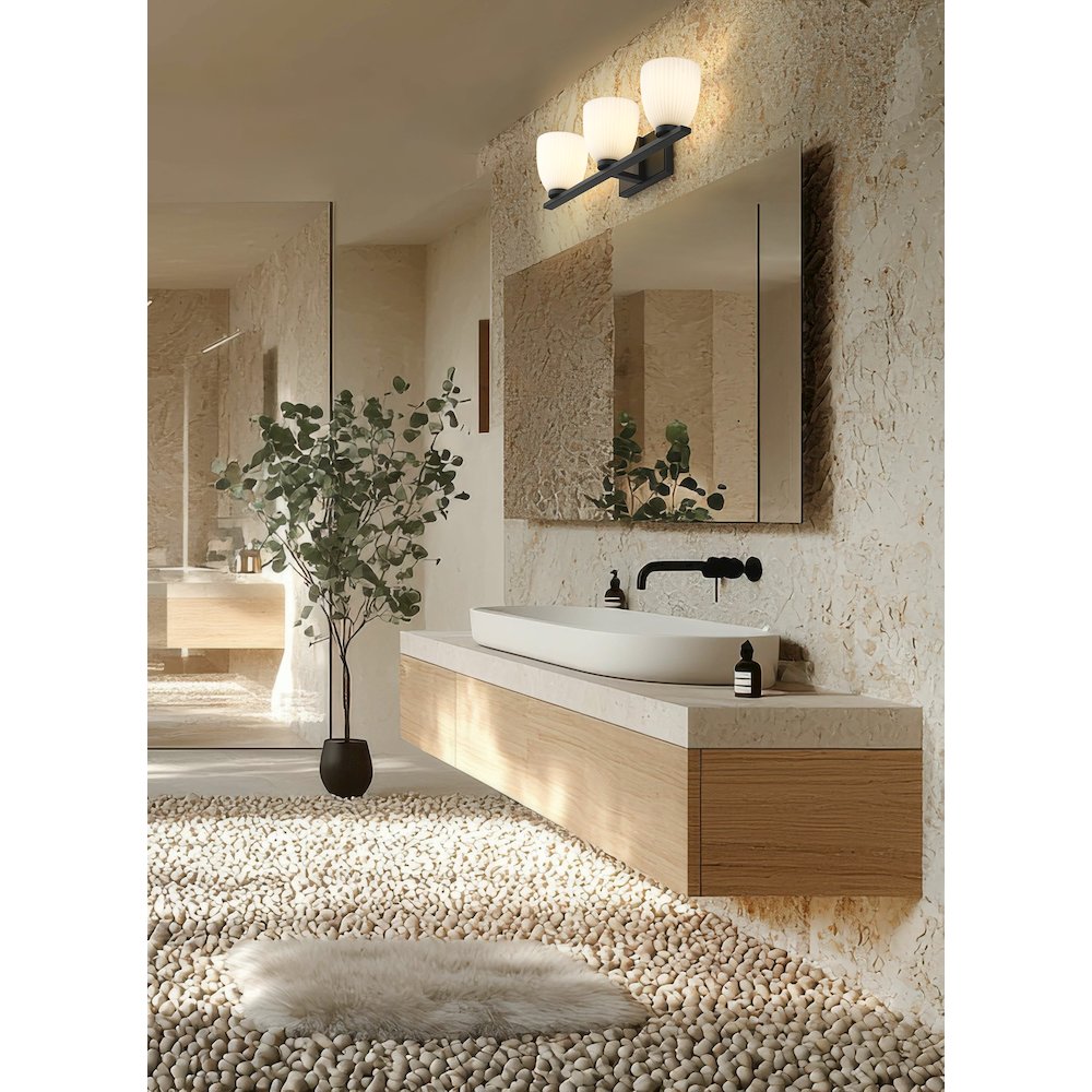 Z-Lite Naya 3 Light Vanity in Matte Black color, Steel frame. Picture 7