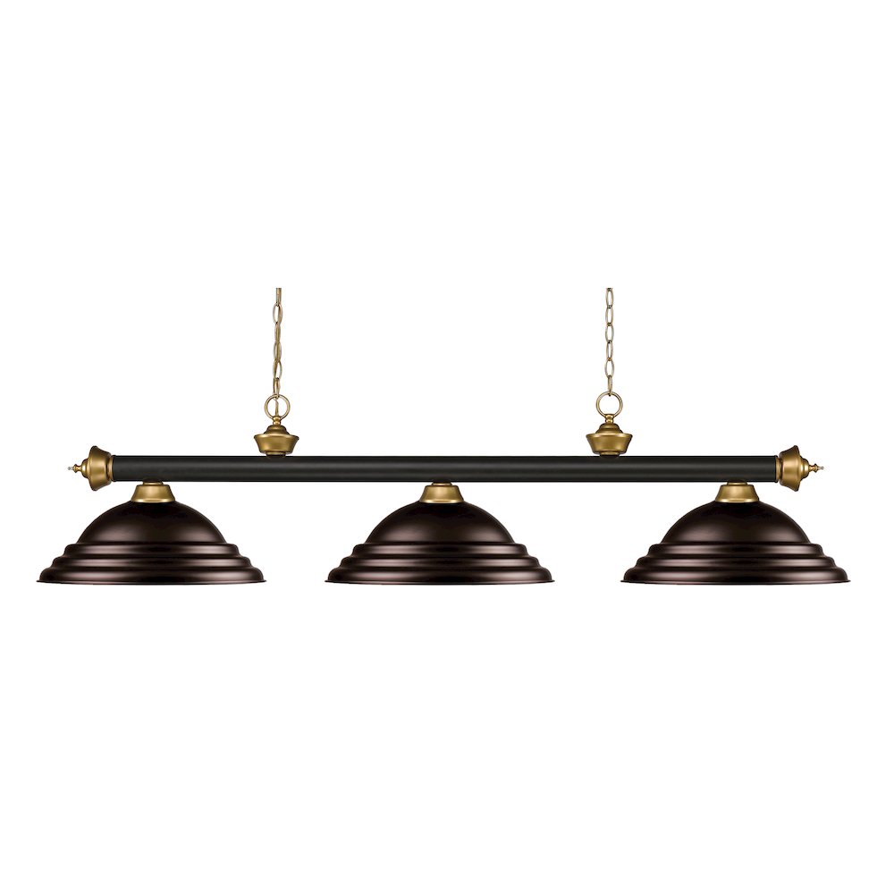 Z-Lite Riviera 3 Light Billiard, Steel Frame, Bronze Shade Color. Picture 1