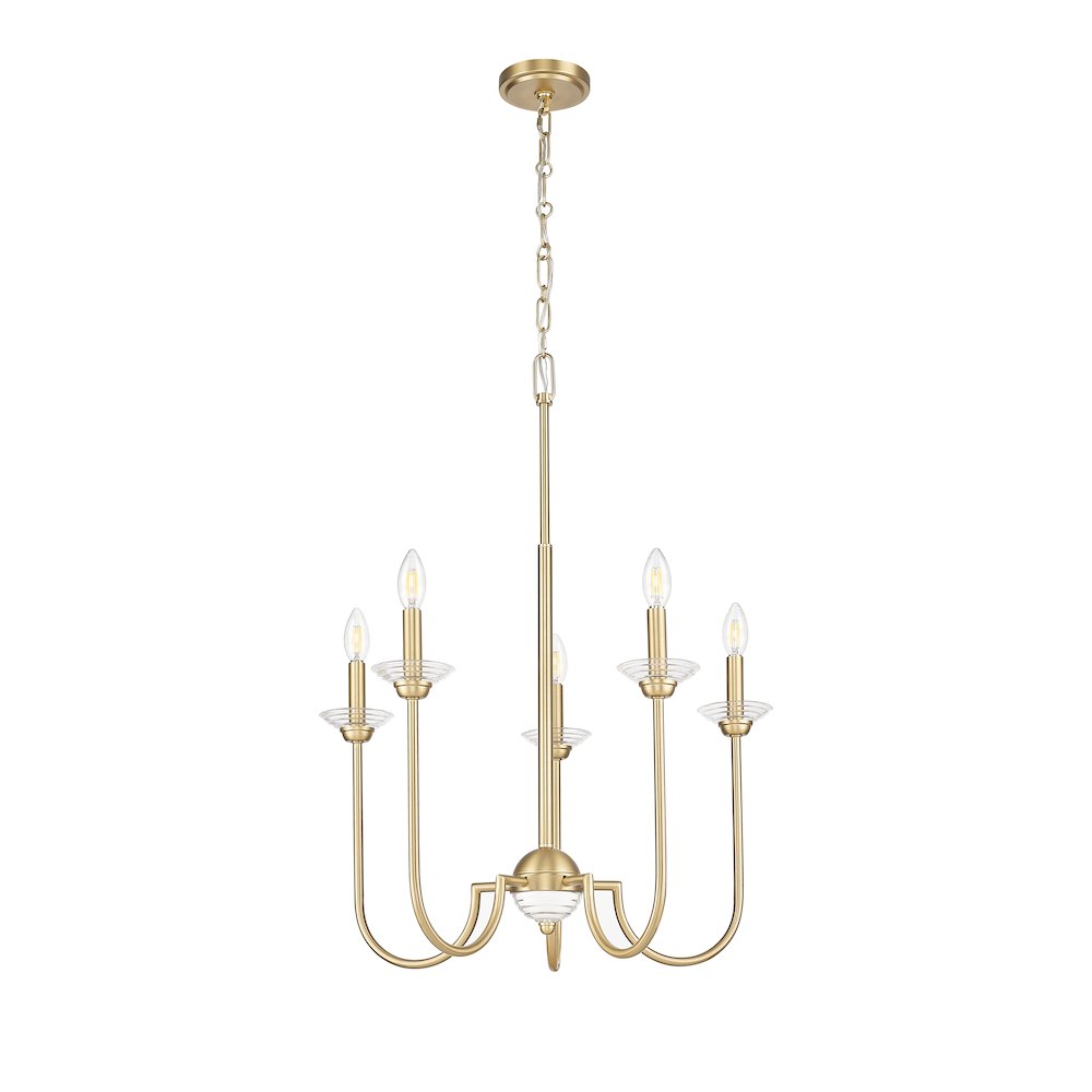 Z-Lite Allistair 5 Light Chandelier in Modern Gold color, Steel frame. Picture 5