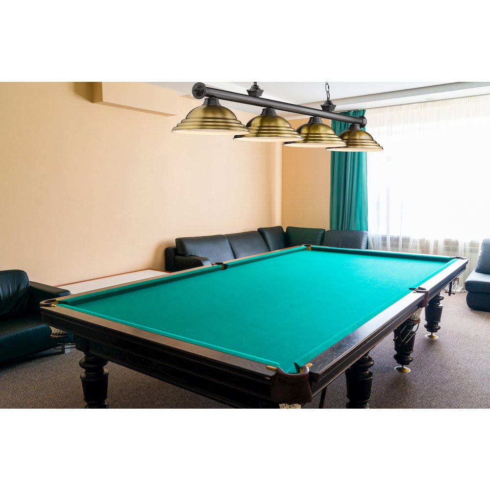 Z-Lite Cordon 4 Light Billiard, Steel Frame, Rubbed Brass Shade Color. Picture 6