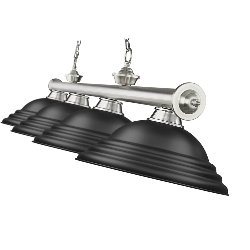 Z-Lite Cordon 4 Light Billiard, Steel Frame, Matte Black Shade Color. Picture 4