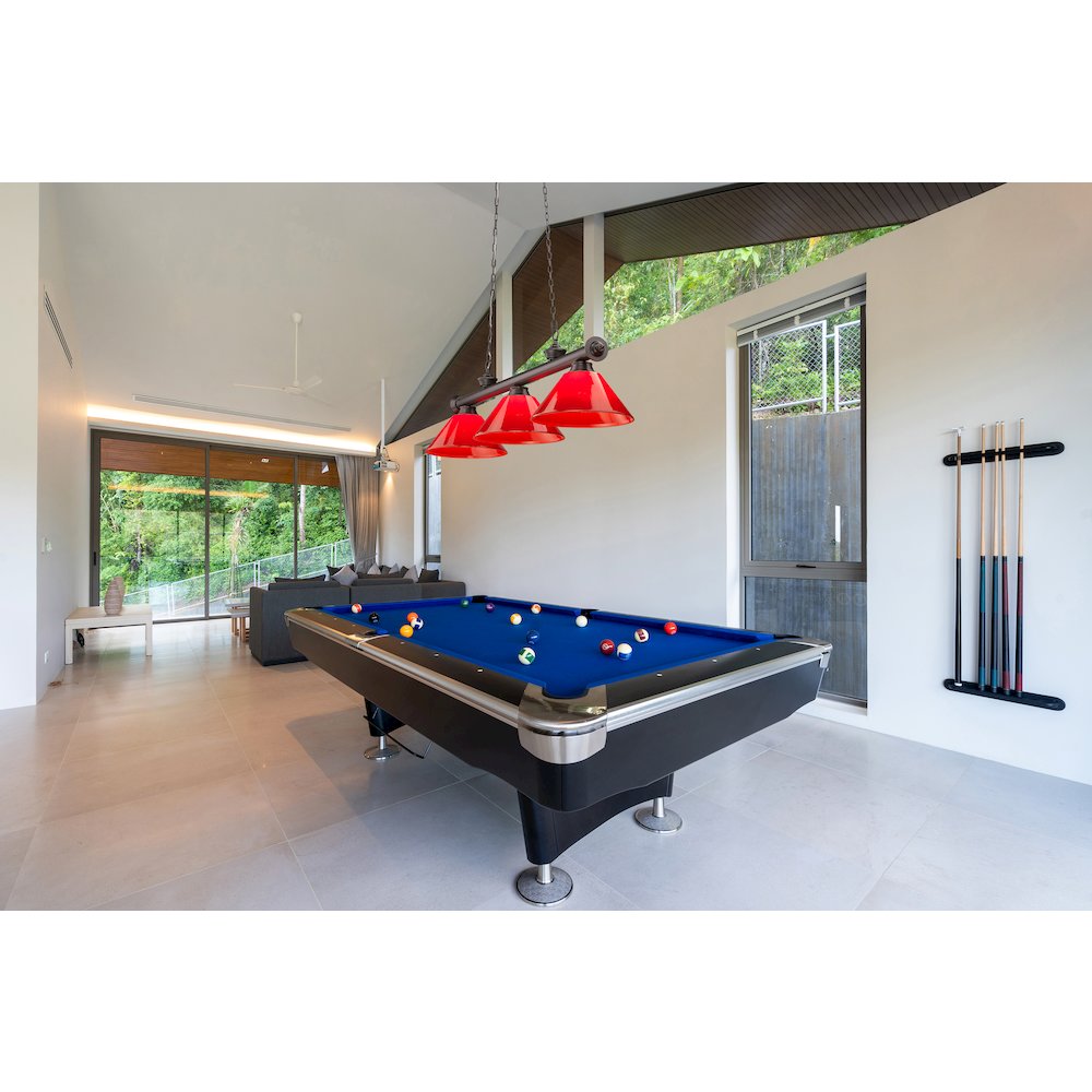 Z-Lite Cordon 3 Light Billiard, Steel Frame, Red Shade Color. Picture 7