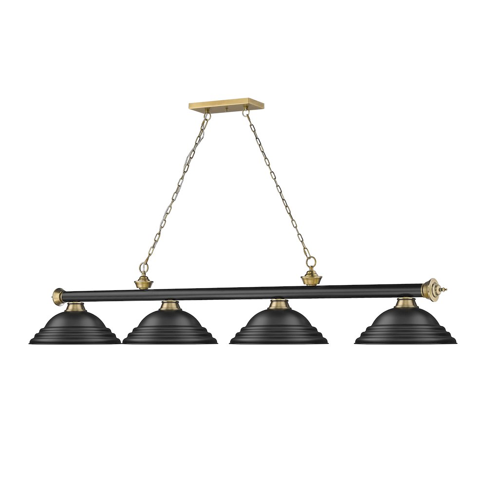 Z-Lite Cordon 4 Light Billiard, Steel Frame, Matte Black Shade Color. Picture 3