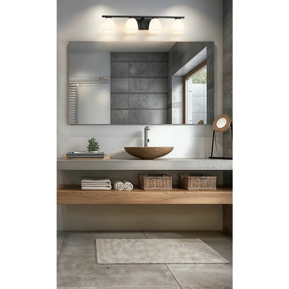 Z-Lite Naya 4 Light Vanity in Matte Black color, Steel frame. Picture 7