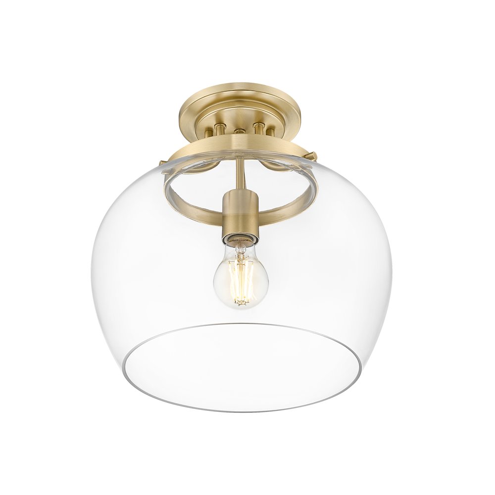 Z-Lite 1 Light Semi Flush Mount, Burnished Brass. Picture 2