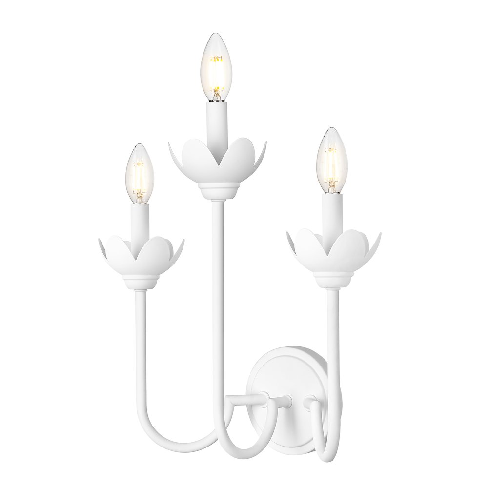 Z-Lite Allistair 3 Light Wall Sconce in Textured White color, Steel frame. Picture 1