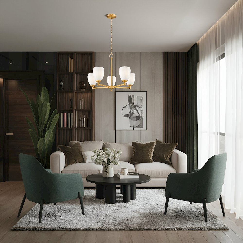 Z-Lite Oren 5 Light Chandelier in Modern Gold color, Steel frame. Picture 7
