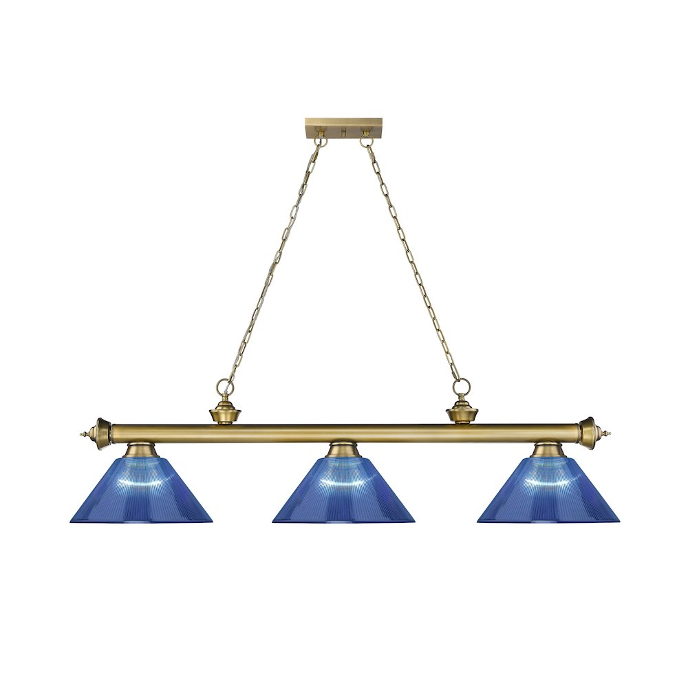 Z-Lite Cordon 3 Light Billiard, Steel Frame, Dark Blue Shade Color. Picture 2