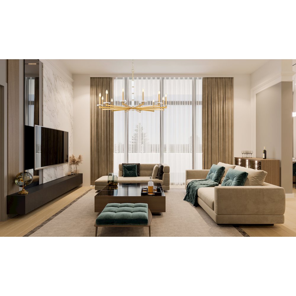 Z-Lite Kaden 12 Light Chandelier in Modern Gold color, Steel frame. Picture 7