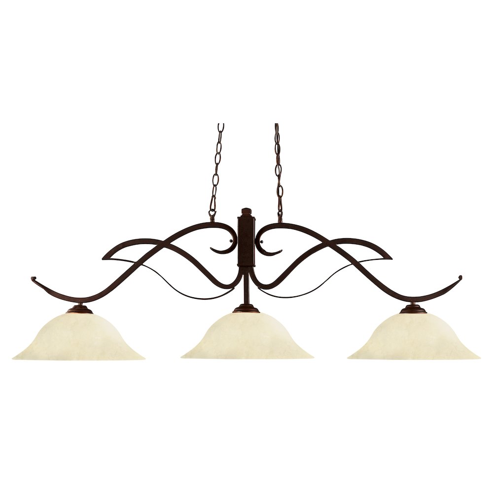 Z-Lite Phoenix 3 Light Billiard, Steel Frame, Golden Mottle Shade Color. Picture 1