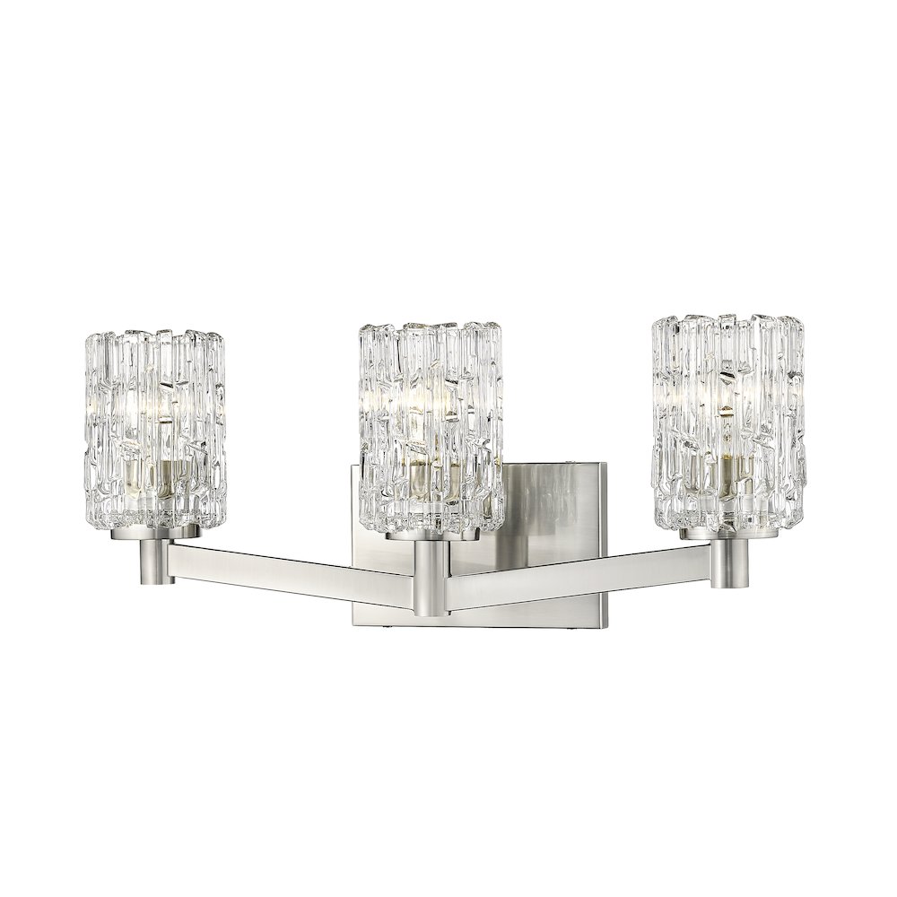Z-Lite Aubrey 3 Light Vanity in Brushed Nickel Frame Finish. Picture 1