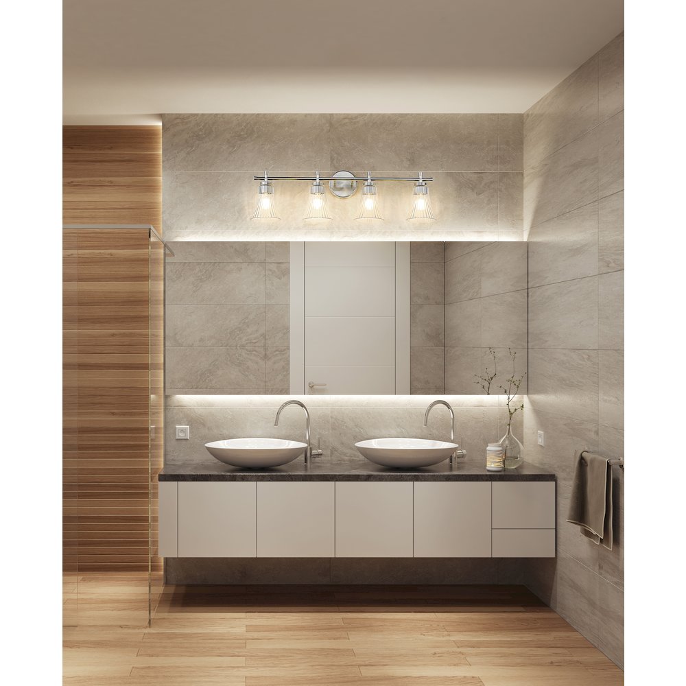 Z-Lite Belle 4 Light Vanity in Brushed Nickel color, Steel frame. Picture 7