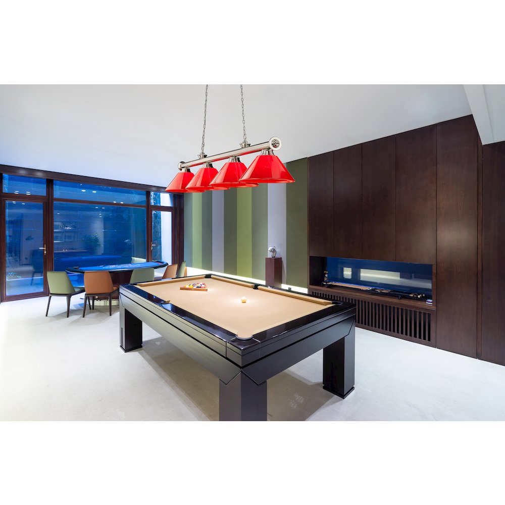 Z-Lite Cordon 4 Light Billiard, Steel Frame, Red Shade Color. Picture 7
