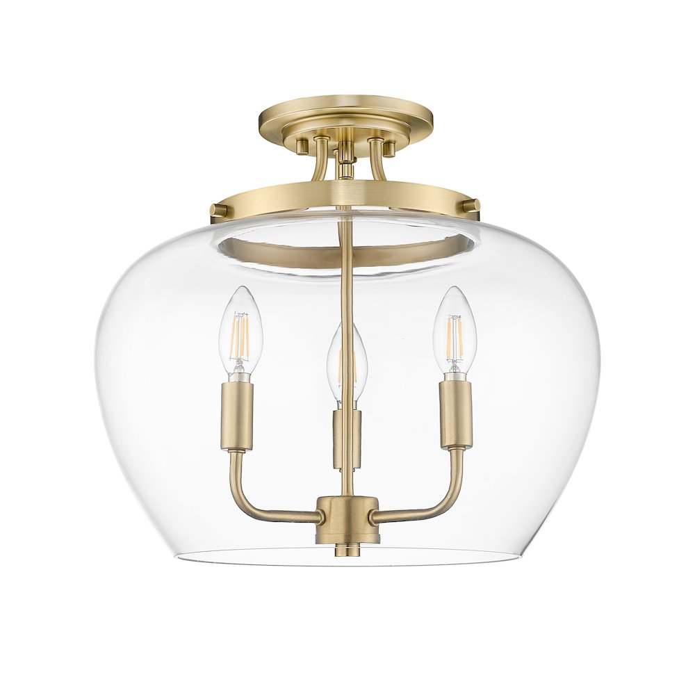Z-Lite 3 Light Semi Flush Mount, Burnished Brass. Picture 7
