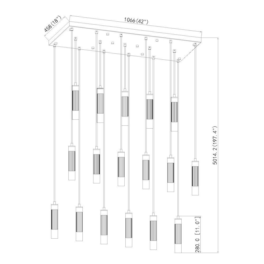 Z-Lite Stari 17 Light Linear Chandelier in Matte Black color, Steel frame. Picture 8