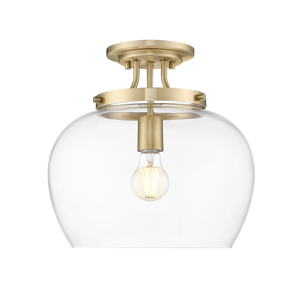 Z-Lite 1 Light Semi Flush Mount, Burnished Brass. Picture 1