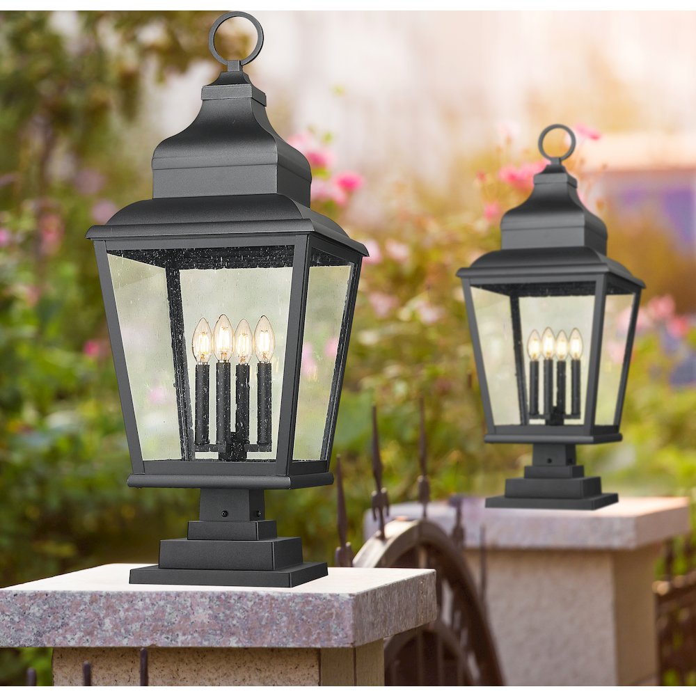 Z-Lite 4 Light Outdoor Pier Mounted Fixture, Sand Black. Picture 6