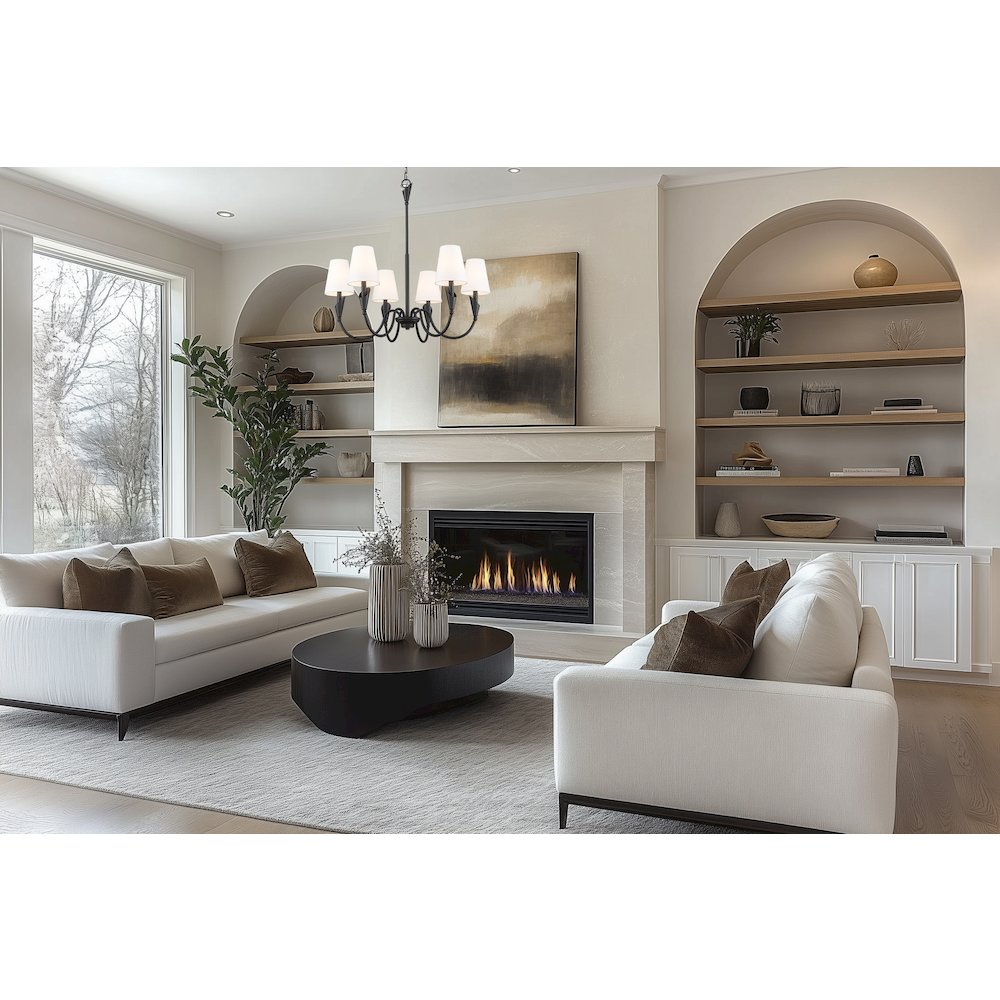 Z-Lite Claudelle 6 Light Chandelier in Matte Black color, Steel frame. Picture 7