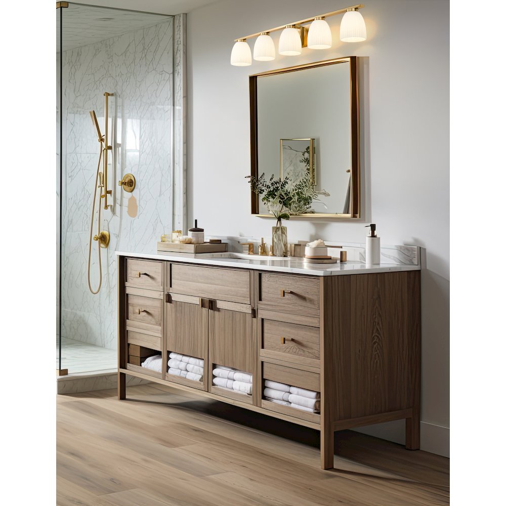Z-Lite Naya 5 Light Vanity in Modern Gold color, Steel frame. Picture 6