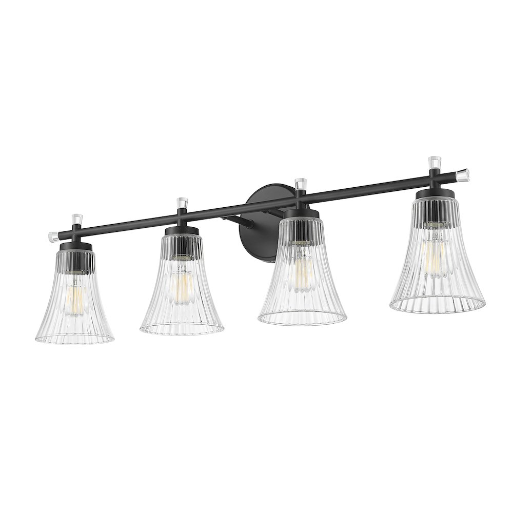 Z-Lite Belle 4 Light Vanity in Matte Black color, Steel frame. Picture 5