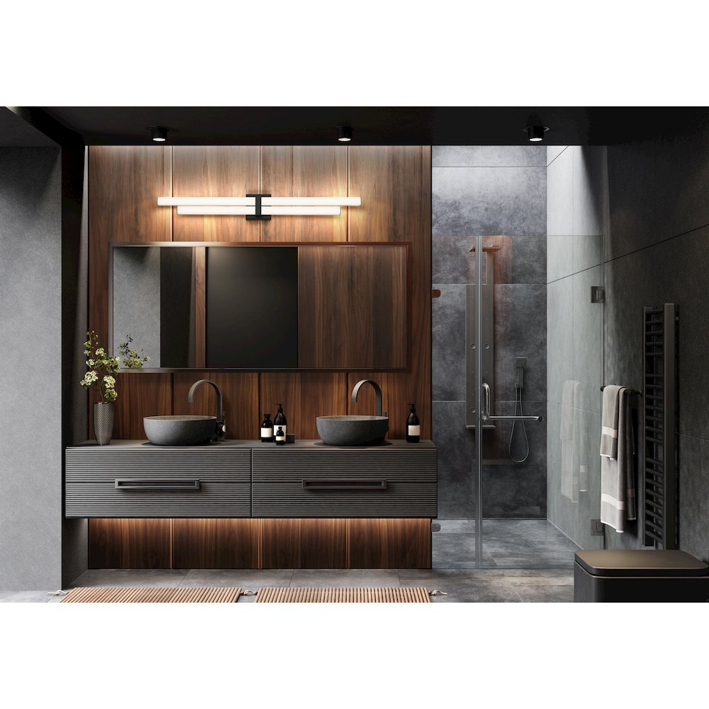 Z-Lite Zane 2 Light Vanity in Matte Black Frame Finish. Picture 6